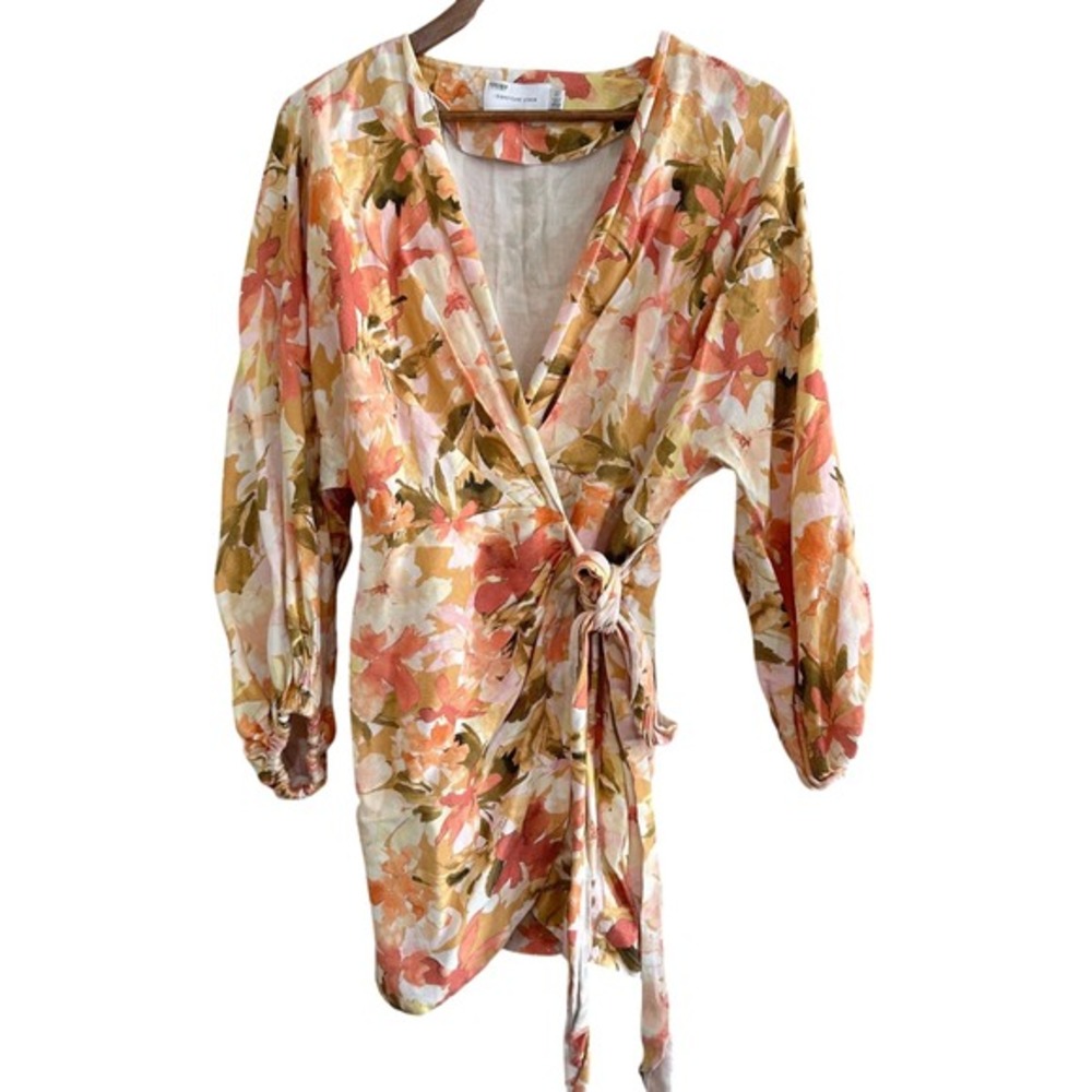 Floral Wrap Mini Dress - Pink & Olive